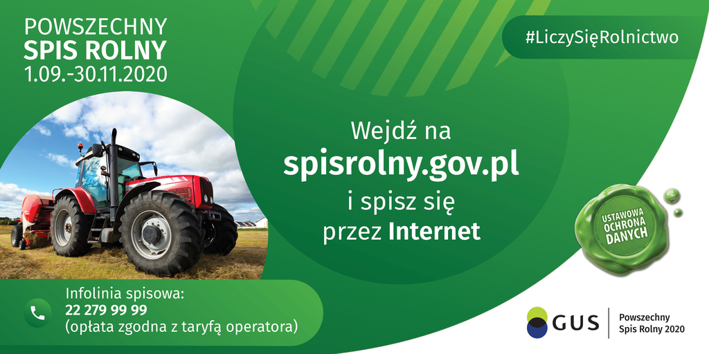 Plakat promocyjny Powszechnego Spisu Rolnego 2020
